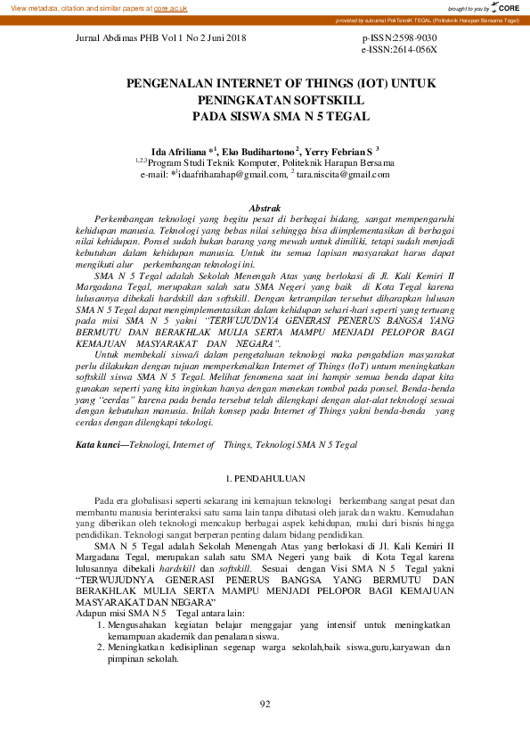 (PDF) Pengenalan Internet of Things (Iot) Untuk Peningkatan Softskill ...