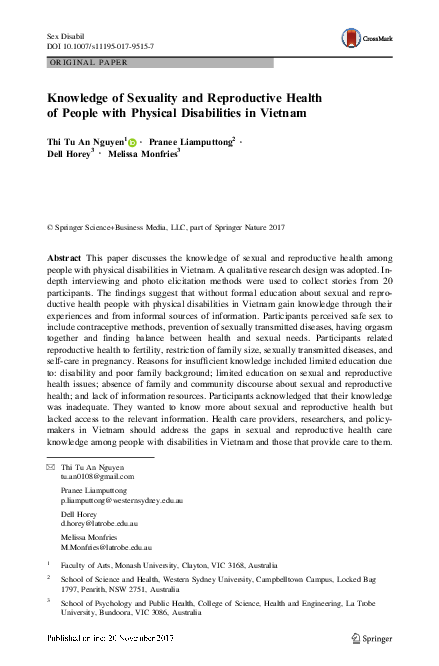 (PDF) Knowledge of Sexuality and Reproductive Health of People with ...