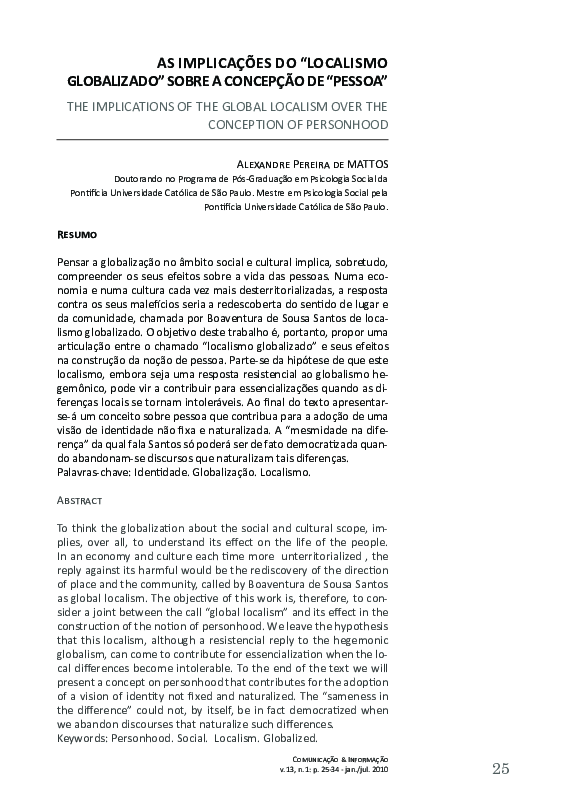 (PDF) The implications of the global localism over the conception of ...