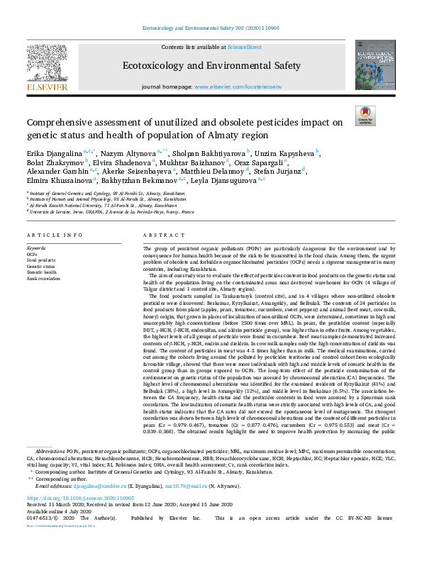 (PDF) Comprehensive assessment of unutilized and obsolete pesticides ...