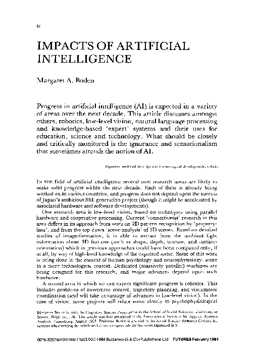 (PDF) Impacts of artificial intelligence John Bourne Academia.edu