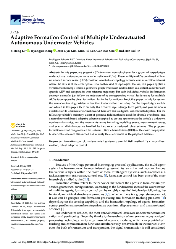 (PDF) Adaptive Formation Control of Multiple Underactuated Autonomous ...