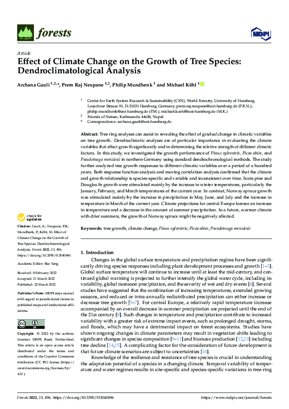(PDF) Effect of Climate Change on the Growth of Tree Species ...