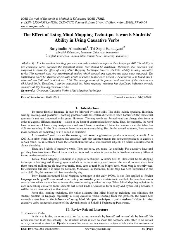 (PDF) The Effect of Using Mind Mapping Technique towards Students ...