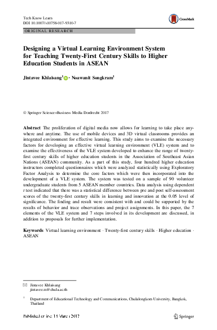 (PDF) Designing a Virtual Learning Environment System for Teaching ...