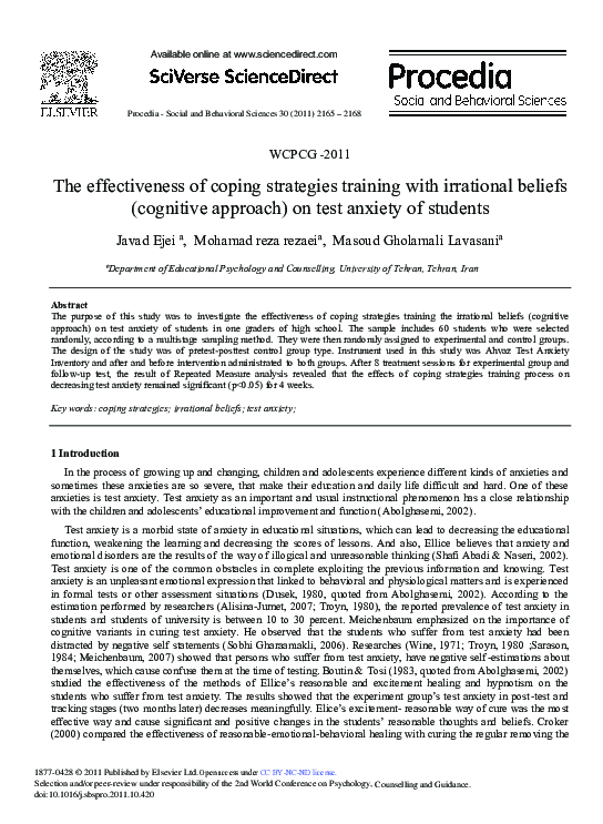 (PDF) The Effectiveness of Coping Strategies Training with Irrational ...