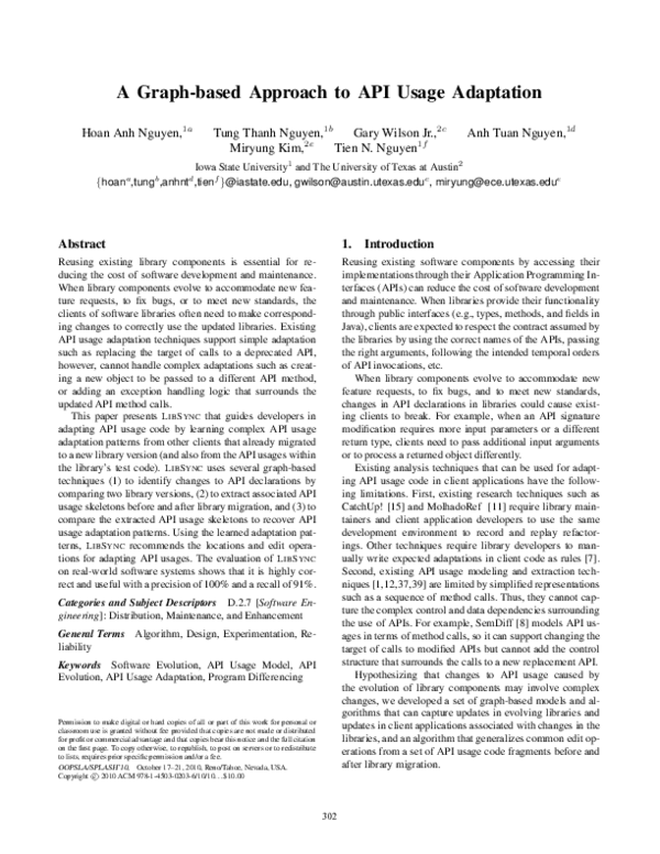 (PDF) A graph-based approach to API usage adaptation