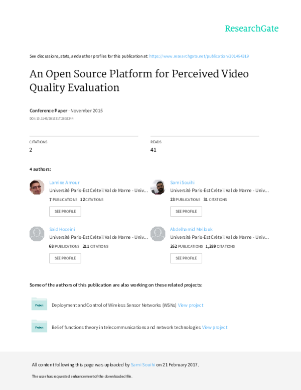 (PDF) An Open Source Platform for Perceived Video Quality Evaluation