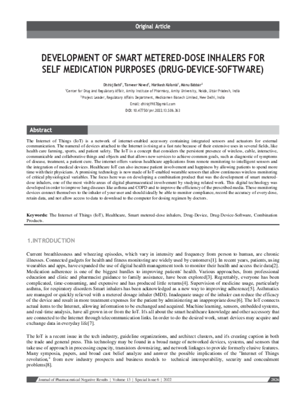(PDF) Development of Smart Metered-Dose Inhalers for Self Medication ...