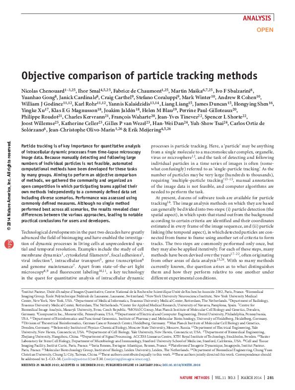(PDF) Objective comparison of particle tracking methods