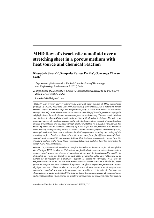 (PDF) MHD flow of viscoelastic nanofluid over a stretching sheet in a ...
