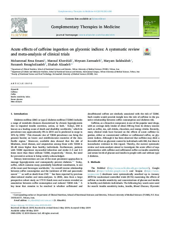 (PDF) Acute effects of caffeine ingestion on glycemic indices: a ...