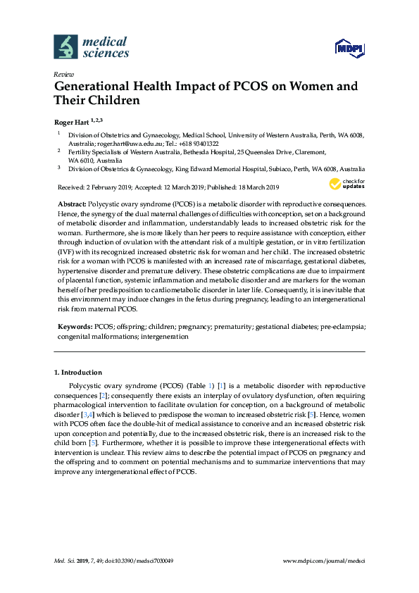 (PDF) Generational Health Impact of PCOS on Women and their Children