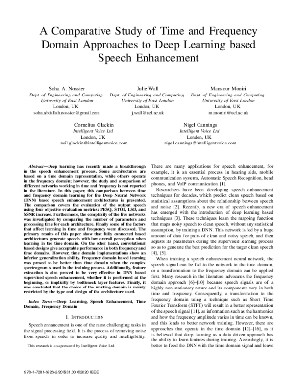 (PDF) A Comparative Study of Time and Frequency Domain Approaches to ...