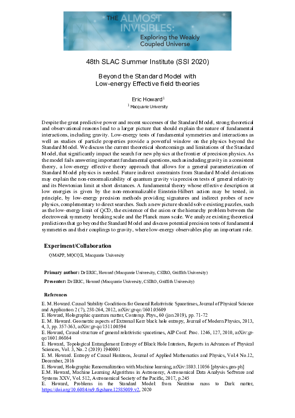 (PDF) Beyond the Standard Model with Low-energy Effective field theories