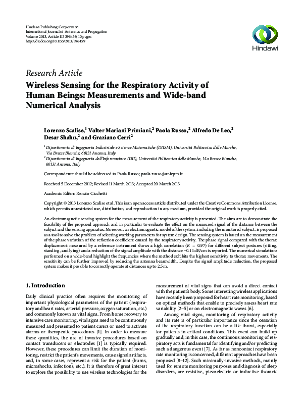 (PDF) Wireless Sensing for the Respiratory Activity of Human Beings ...