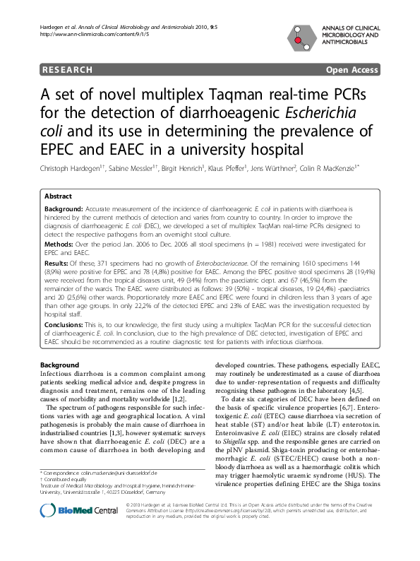 (PDF) A set of novel multiplex Taqman real-time PCRs for the detection ...