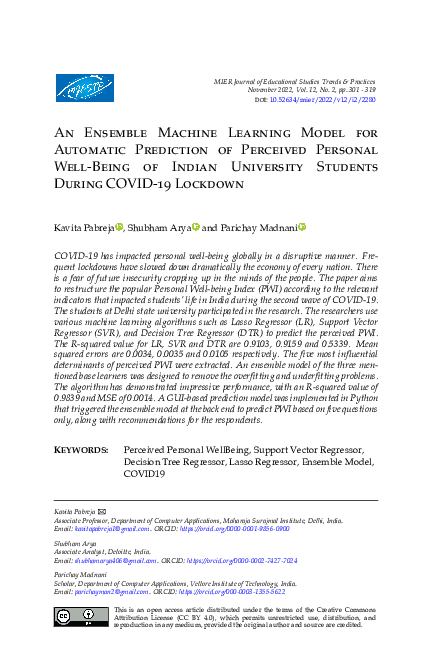 (PDF) An Ensemble Machine Learning Model for Automatic Prediction of ...