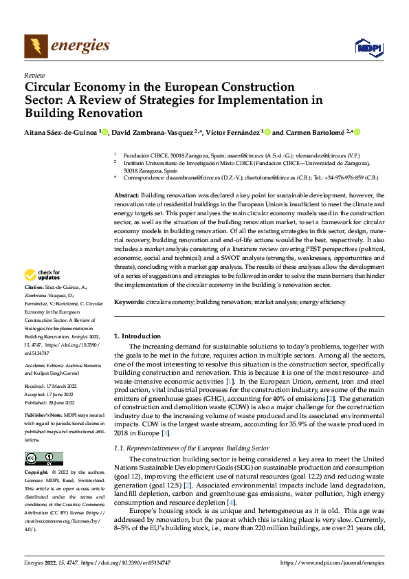(PDF) Circular Economy in the European Construction Sector: A Review of ...