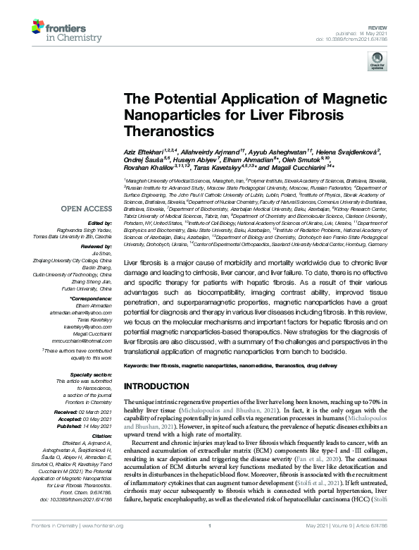 (PDF) The Potential Application of Magnetic Nanoparticles for Liver ...