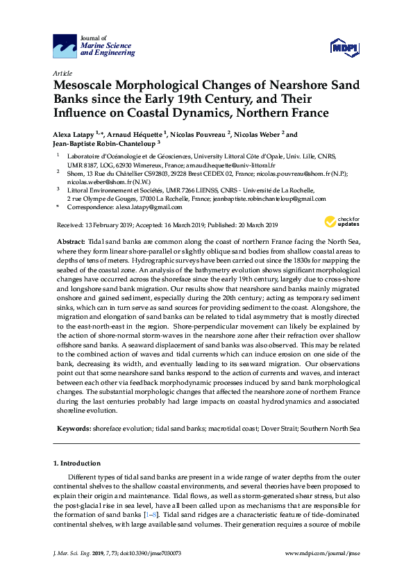 (PDF) Mesoscale Morphological Changes of Nearshore Sand Banks since the ...