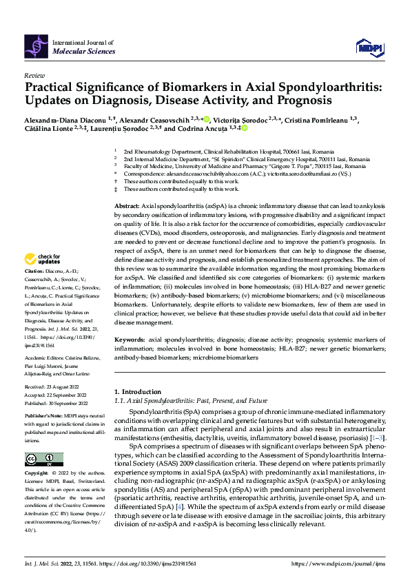 (PDF) Practical Significance of Biomarkers in Axial Spondyloarthritis ...