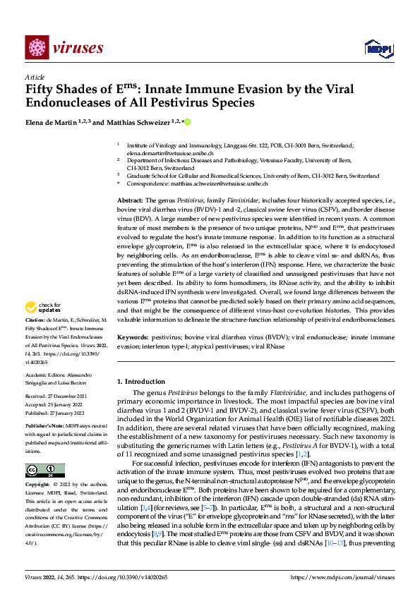 (PDF) Fifty Shades of Erns: Innate Immune Evasion by the Viral ...
