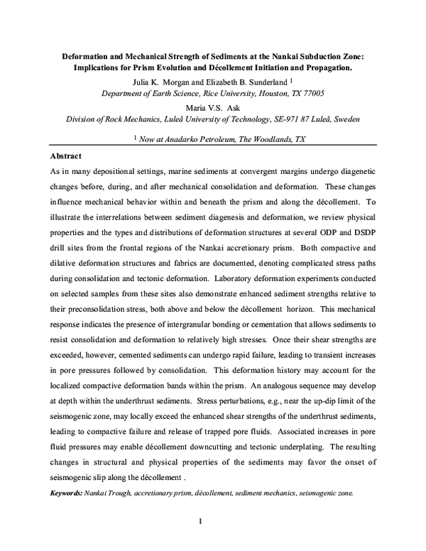 (PDF) 8. Deformation and Mechanical Strength of Sediments at the Nankai ...