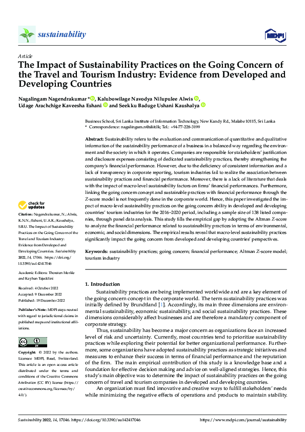 (PDF) The Impact of Sustainability Practices on the Going Concern of ...