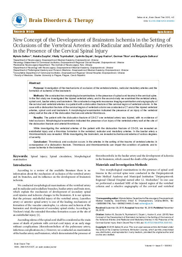 (PDF) New Concept of the Development of Brainstem Ischemia in the ...