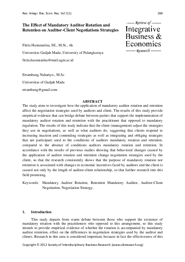(PDF) The Effect of Mandatory Auditor Rotation and Retention on Auditor