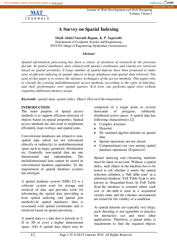 (PDF) A Survey on Spatial Indexing