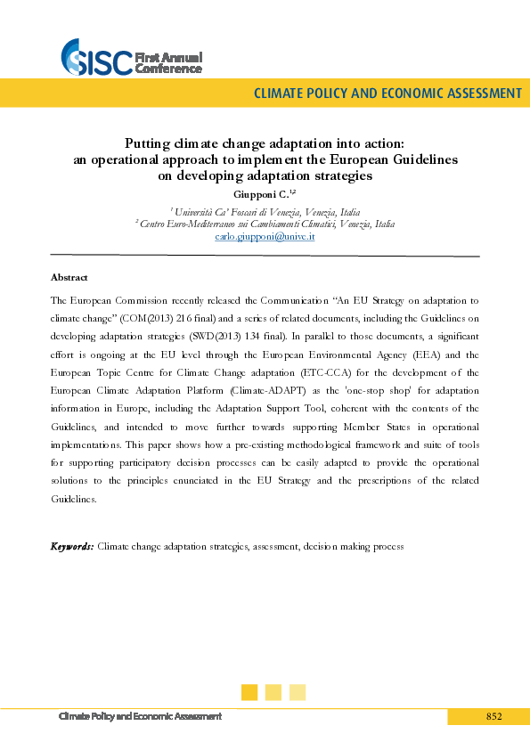 (PDF) Putting climate change adaptation into action: an operational ...