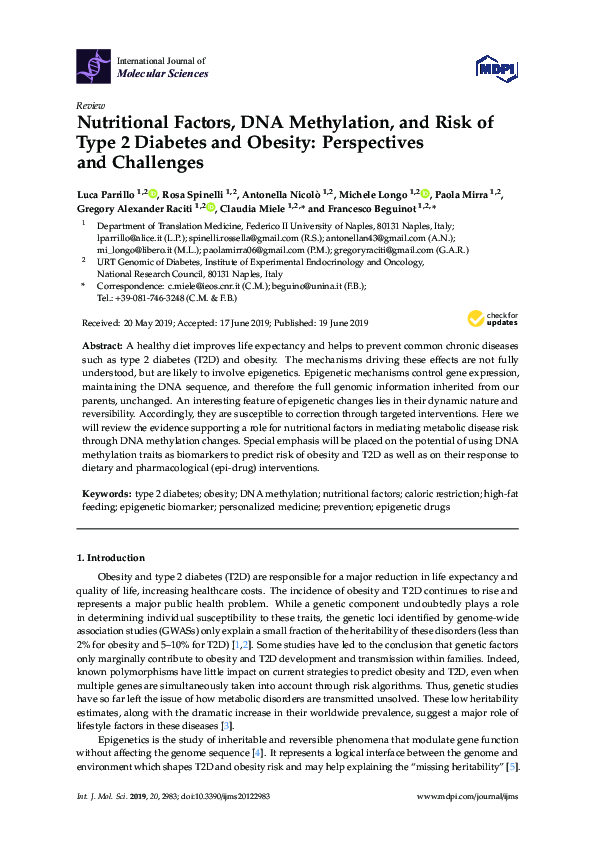 (PDF) Nutritional Factors, DNA Methylation, and Risk of Type 2 Diabetes ...