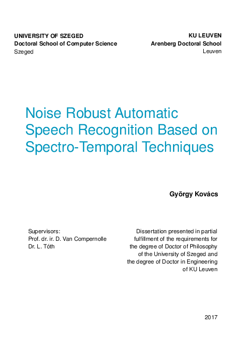 (PDF) Noise Robust Automatic Speech Recognition Based on Spectro ...