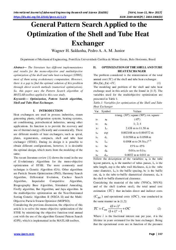 (PDF) General Pattern Search Applied to the Optimization of the Shell ...