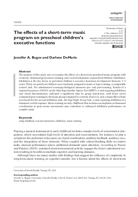 (PDF) The effects of a short-term music program on preschool children’s ...
