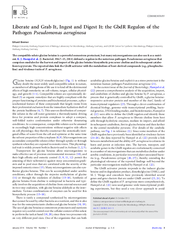 (PDF) Liberate and Grab It, Ingest and Digest It: the GbdR Regulon of ...
