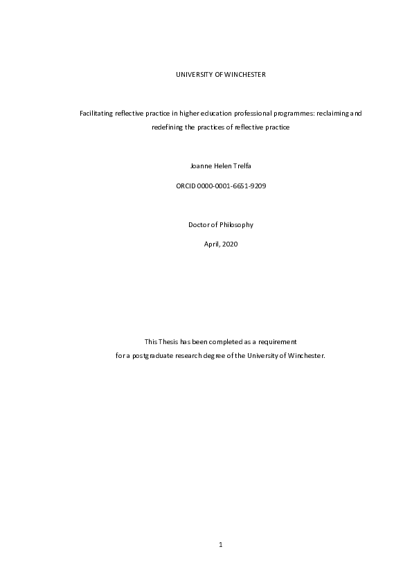 (PDF) Facilitating reflective practice in higher education professional ...