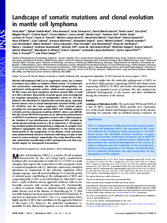 (PDF) Landscape of somatic mutations and clonal evolution in mantle ...