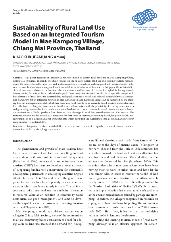 (PDF) Sustainability of Rural Land Use Based on an Integrated Tourism ...