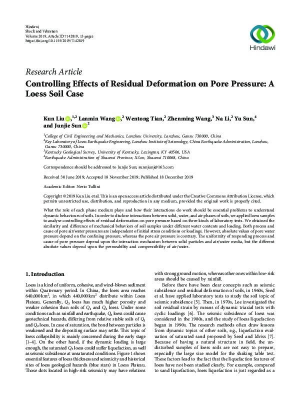 (PDF) Controlling Effects of Residual Deformation on Pore Pressure: A ...