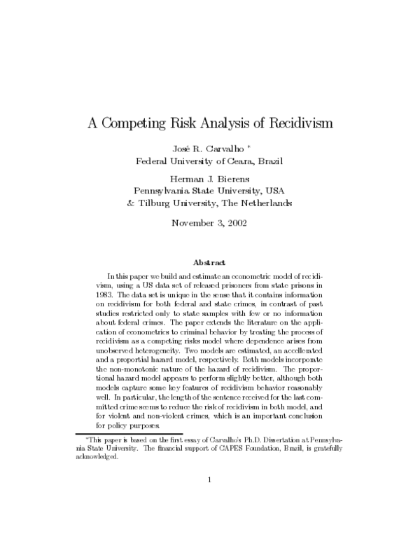 (PDF) A Competing Risk Analysis of Recidivism