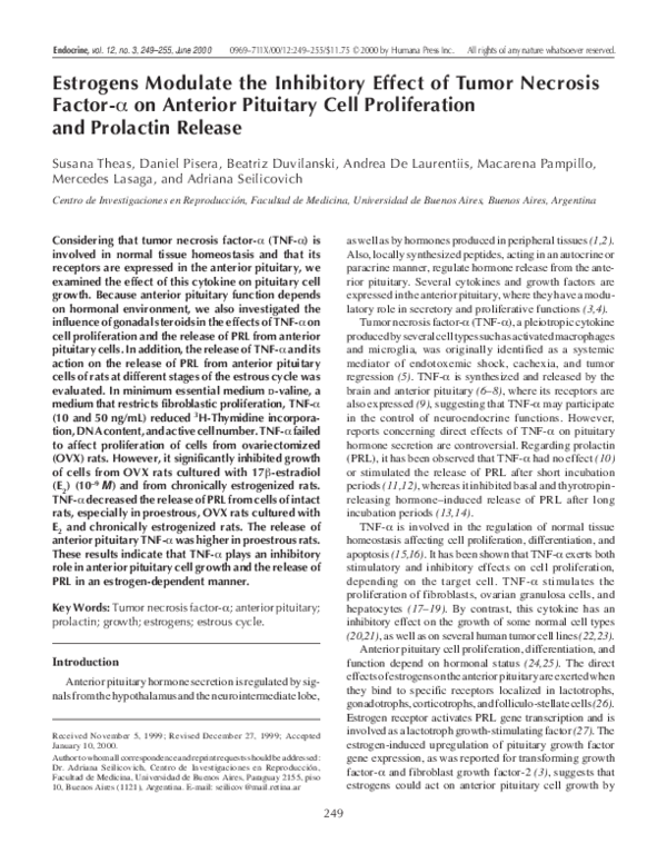 (PDF) Estrogens Modulate the Inhibitory Effect of Tumor Necrosis Factor ...