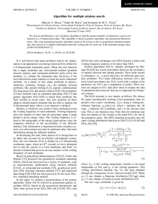 (PDF) Algorithm for multiple minima search