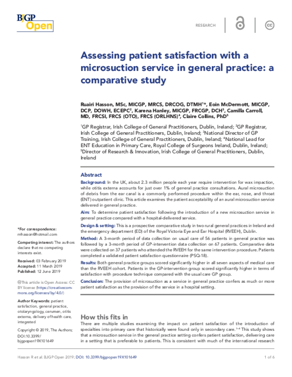 (PDF) Assessing patient satisfaction with a microsuction service in ...