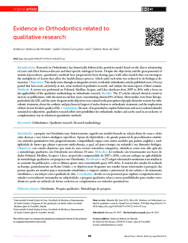(PDF) Evidence in Orthodontics related to qualitative research