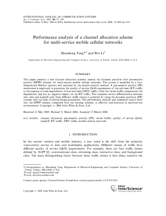 (PDF) Performance analysis of a channel allocation scheme for multi ...