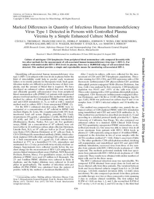 (PDF) Marked Differences in Quantity of Infectious Human ...