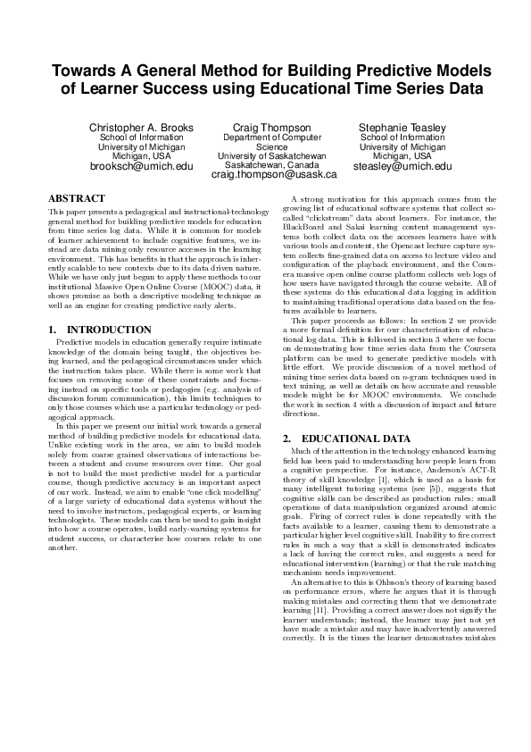 (PDF) Towards A General Method for Building Predictive Models of ...